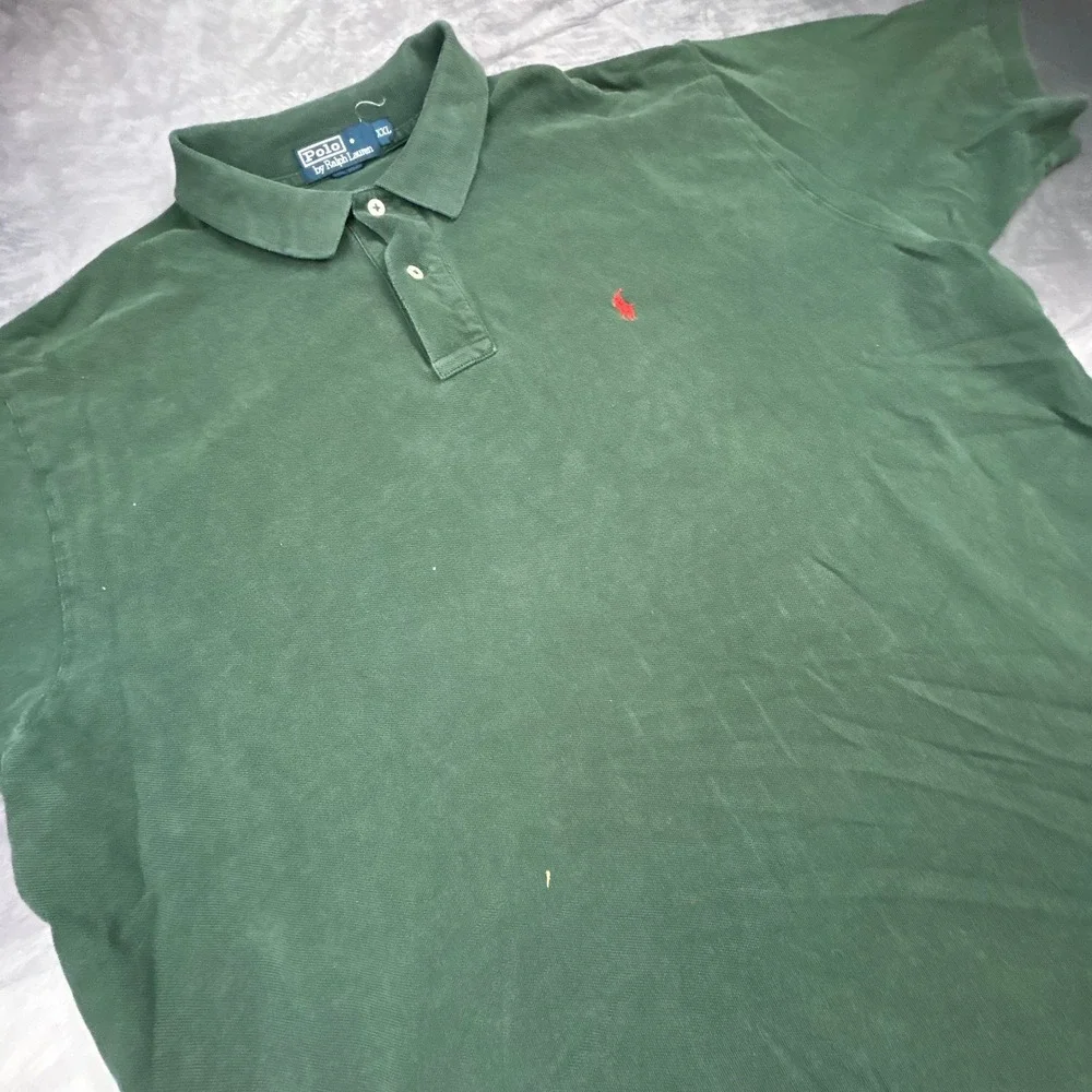 Vintage Polo Ralph Lauren XXL Green Short Sleeve Polo Shirt Y2K Baggy Fit 90s